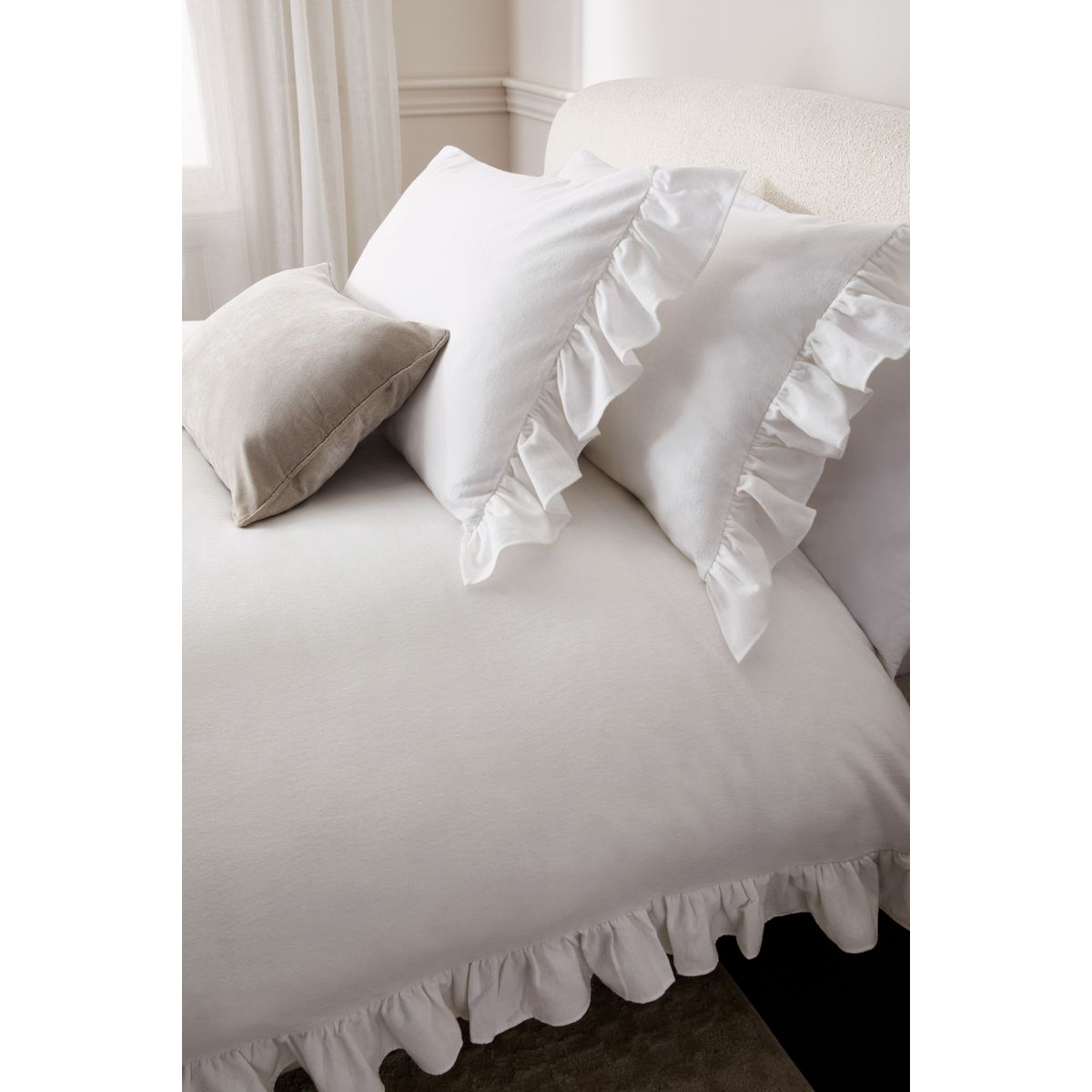 Parure housse de couette en coton brossé doux blanc, NEXT