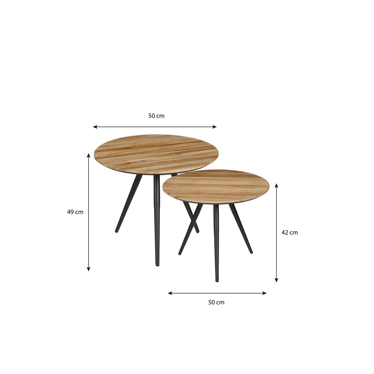 Lot de 2 tables d'appoint Ø50 cm JAILEY brun, MICA DECORATIONS