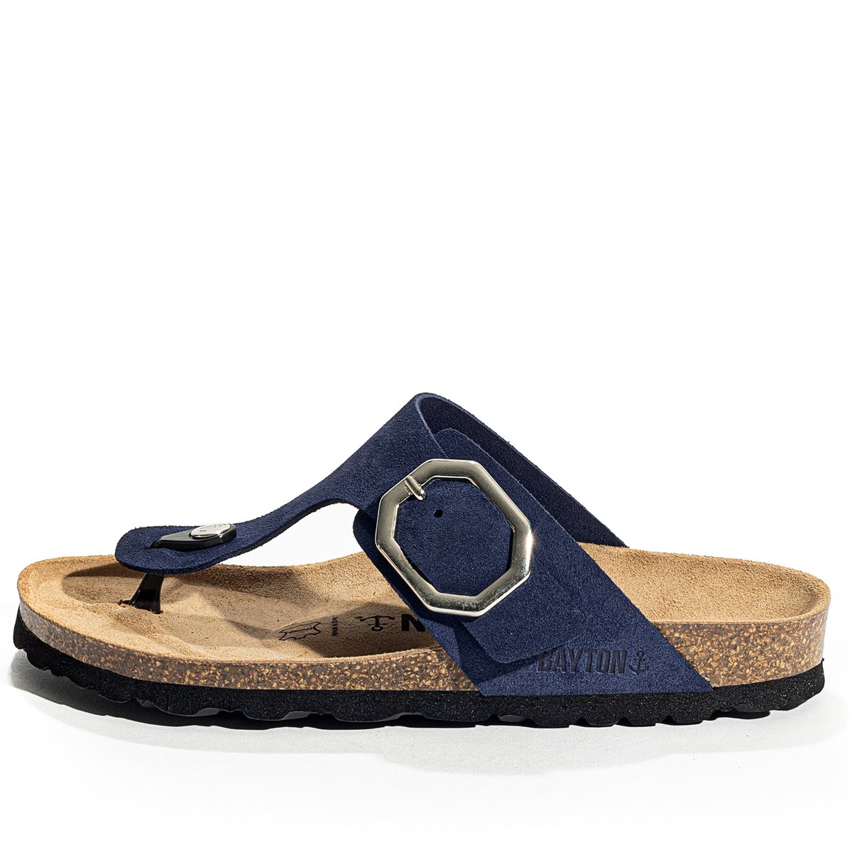 Tongs en cuir suedé MERCURE bleu marine, BAYTON