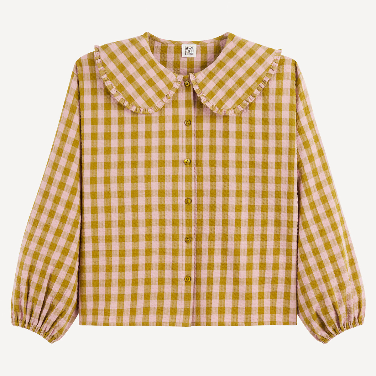 Chemise à carreaux vichy, manches longues vert/rose, LA REDOUTE COLLECTIONS