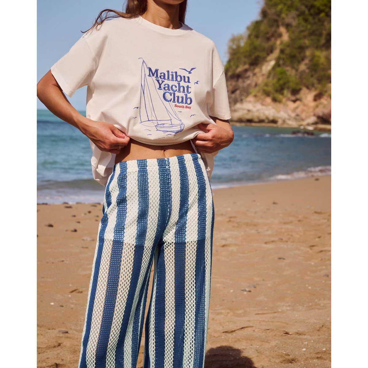 Pantalon crochet rayé avec short intégré BOATIZ bleu, UNDIZ