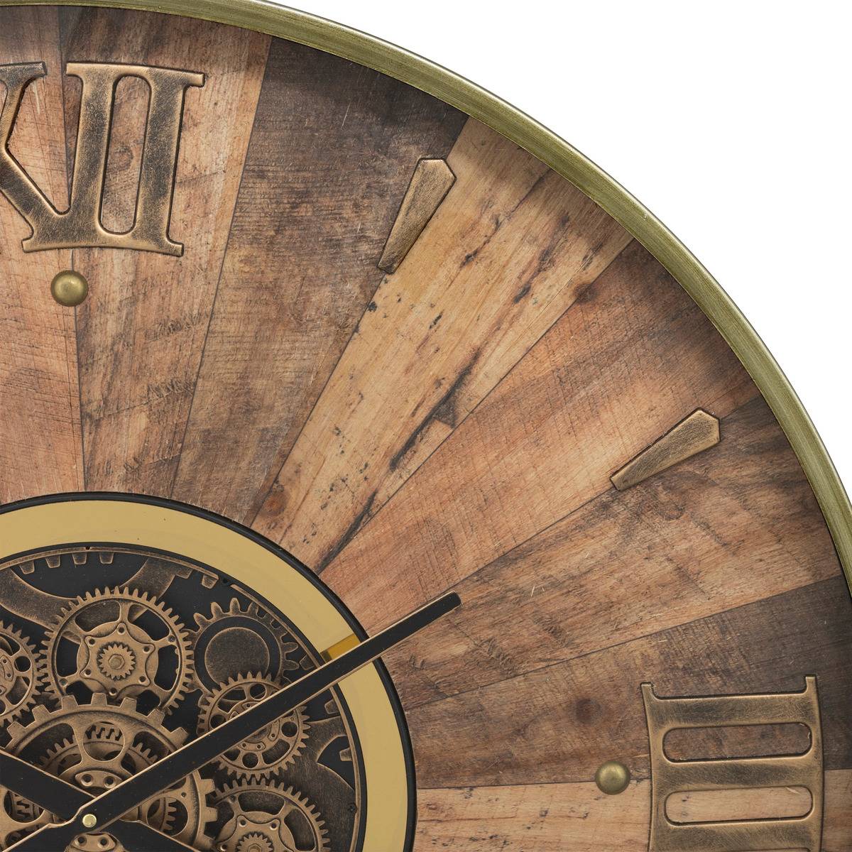 Horloge mécanique à engrenages KEANE marron, ATMOSPHERA