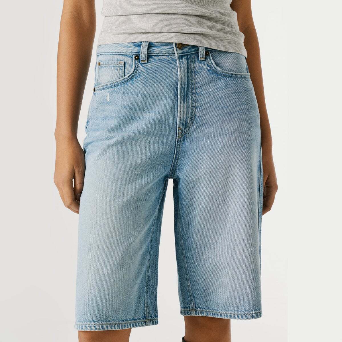Bermuda Denim Fit Relaxed vintage worn bleach tencel ble, PEPE JEANS