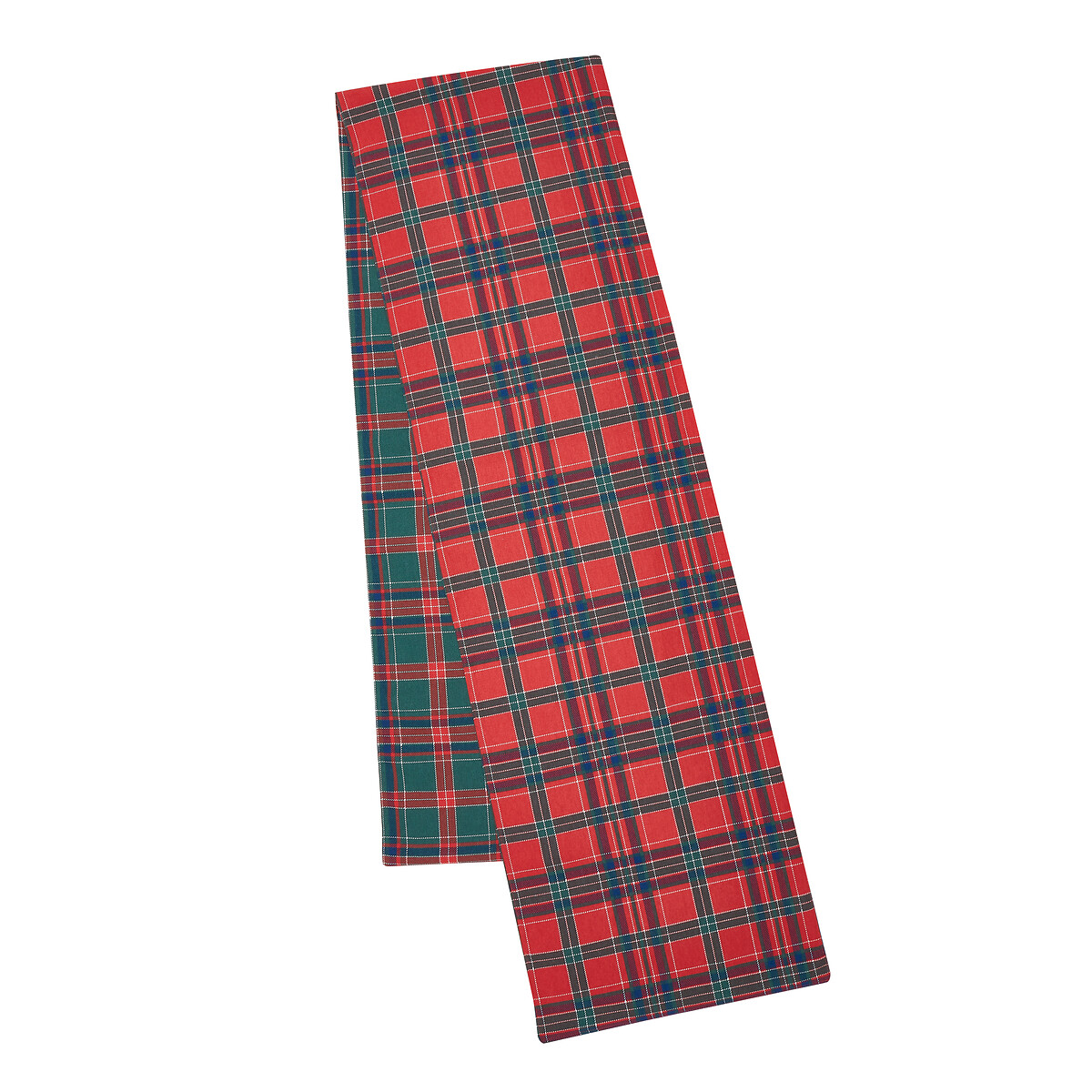 Tartan Check Christmas Cotton Reversible Dining Table Runner red/green, CATHERINE LANSFIELD