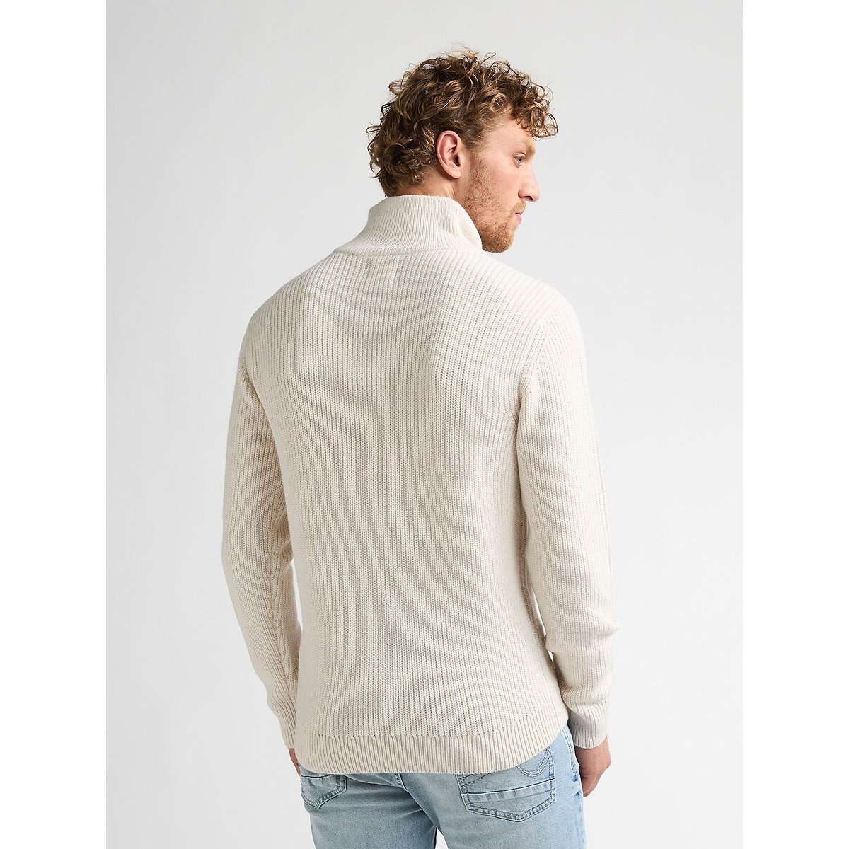 Maglione collo alto in maglia fine ecru , PETROL INDUSTRIES