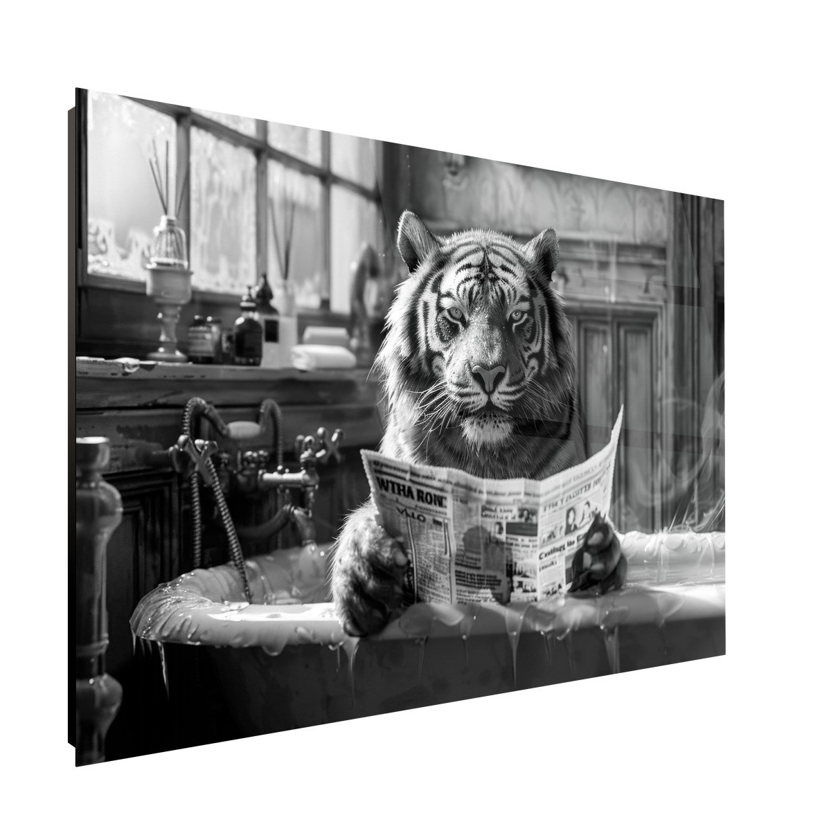 Tableau Sur Verre Synthétique Tigre Au Bain ANIMAUX HUMANISÉS tableau en verre synthétique, CEANOTHE