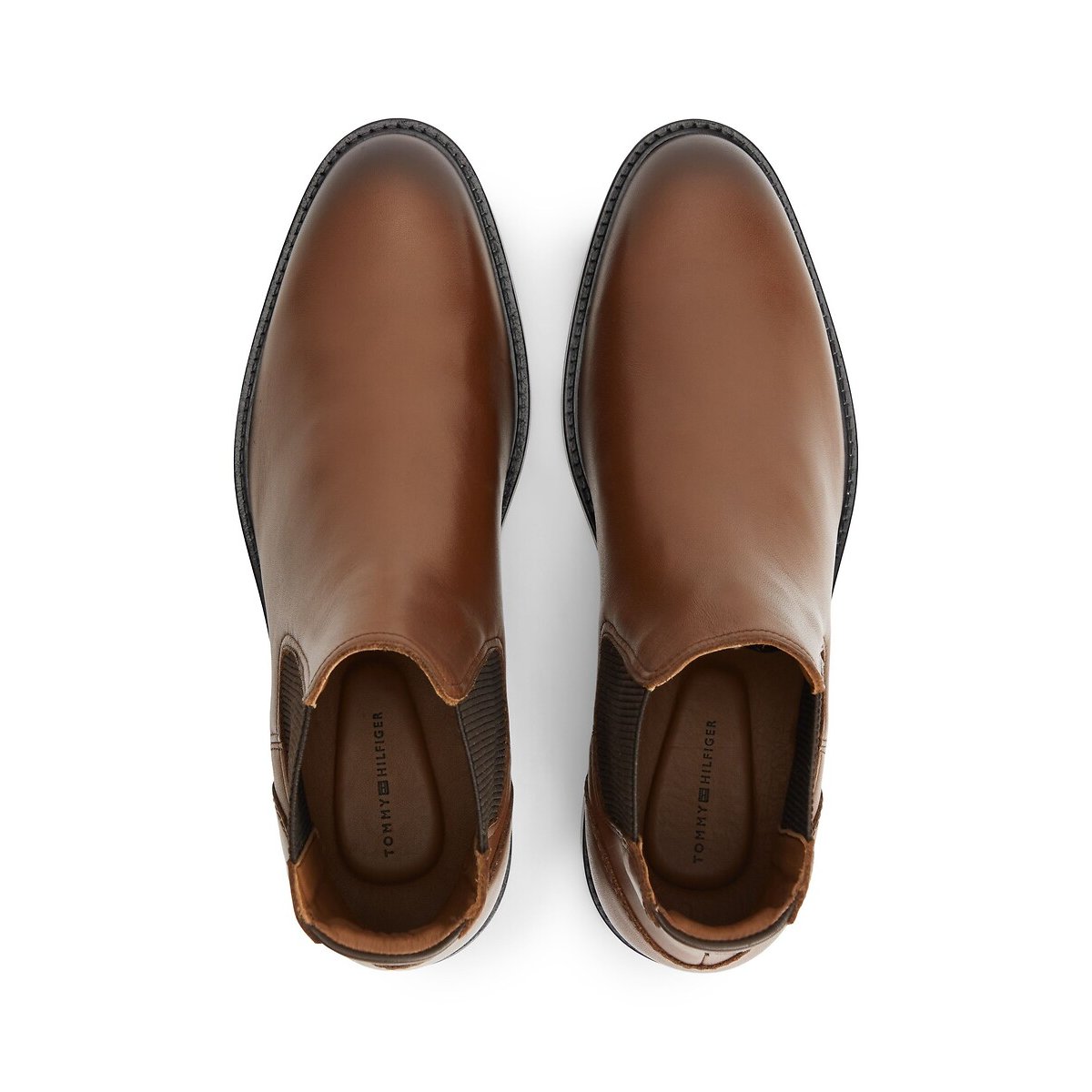 Bottines chelsea en cuir cognac, TOMMY HILFIGER