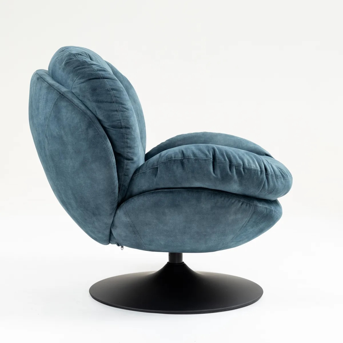 Fauteuil pivotant en velours - TOPI bleu gris, MATHI DESIGN