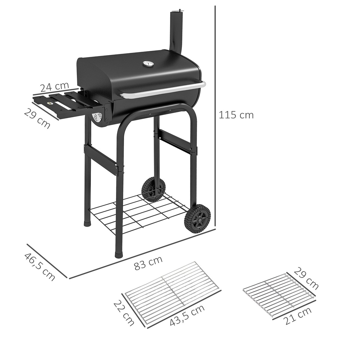 Fumeur Métal Noir noir, OUTSUNNY