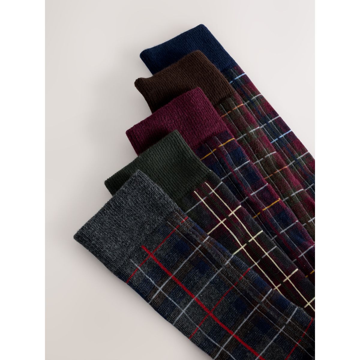 Chaussettes à motif, 5 paires carreaux rouges/bleus riches, NEXT