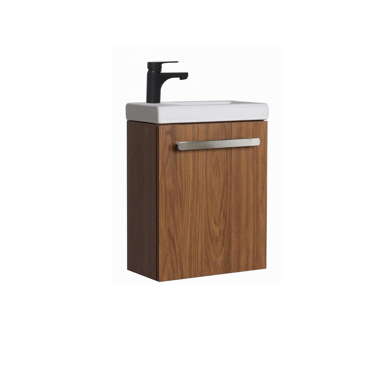 Ensemble lave-mains suspendu avec robinet noir NEVADA décor noyer, MOB IN