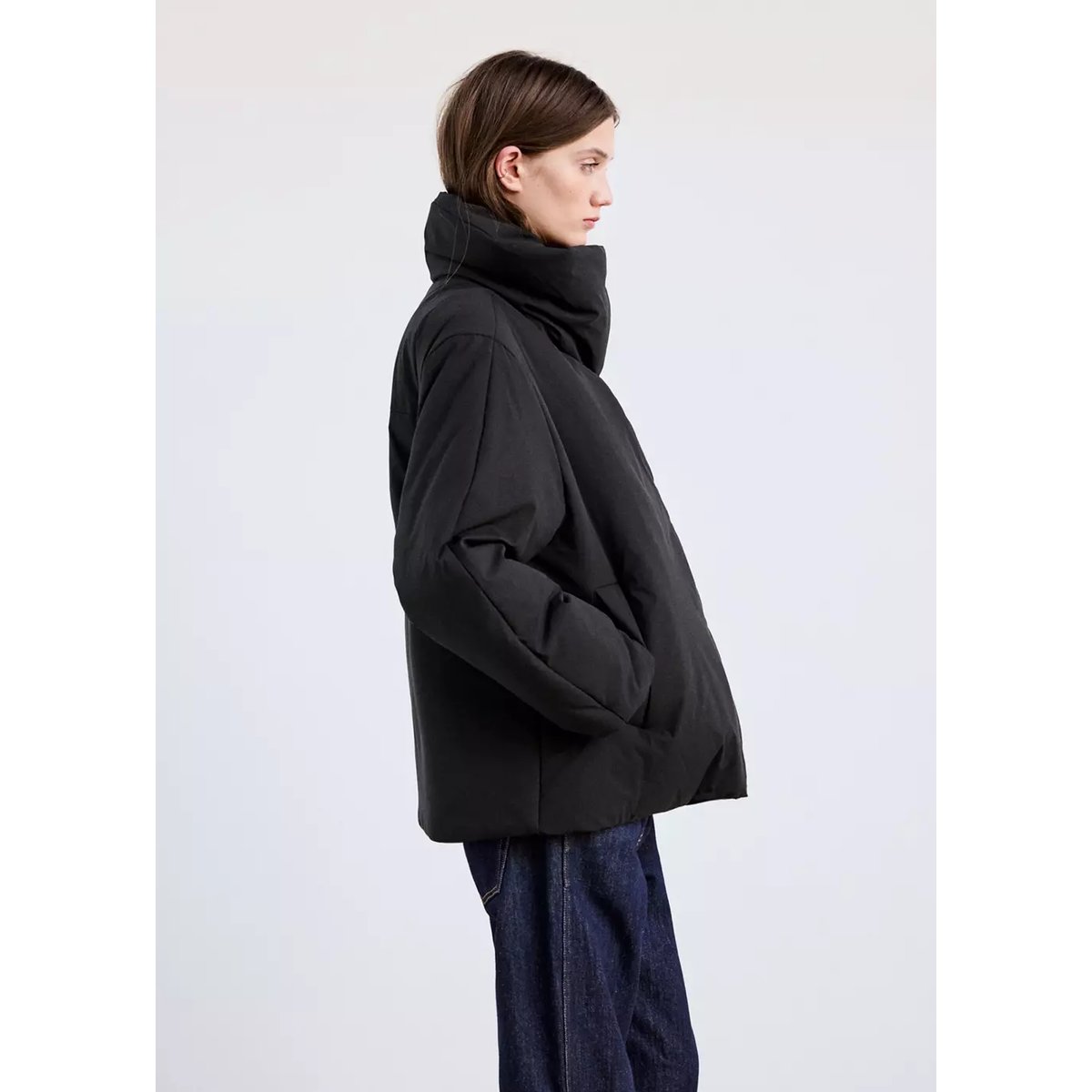 Anorak matelassé avec col cheminée noir, MANGO
