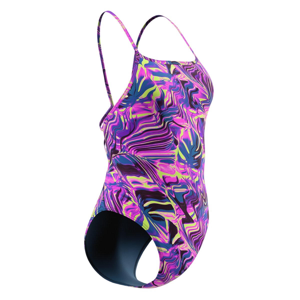 Maillot de bain 1 pièce dos à sangles fines motif/style tourbillon rose, SPEEDO