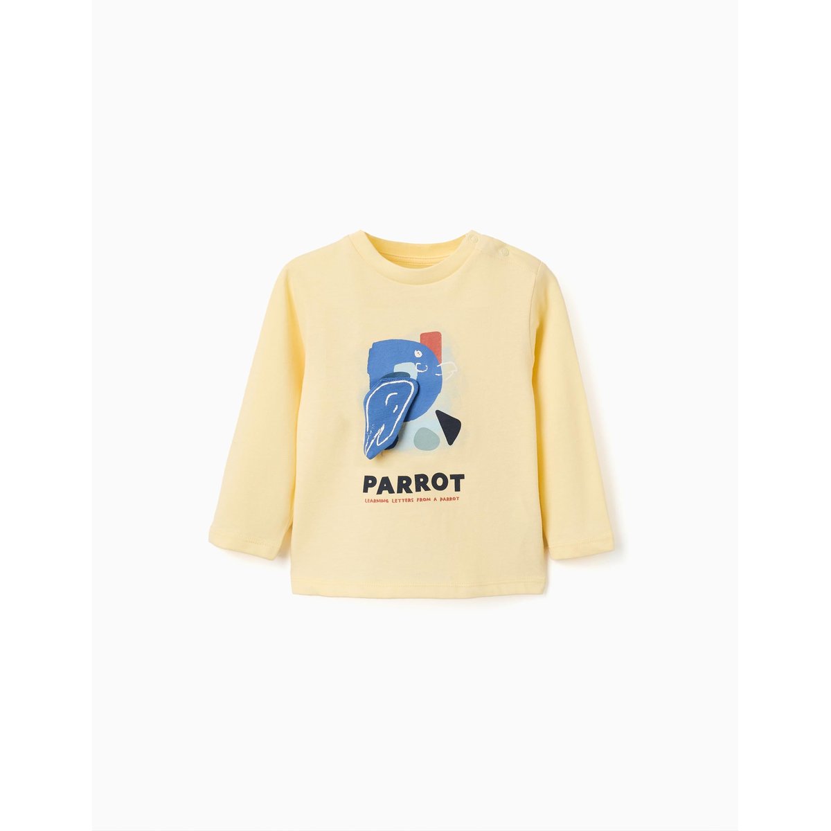 T-shirt en coton à manches longues avec imprimé perroquet jaune, ZIPPY