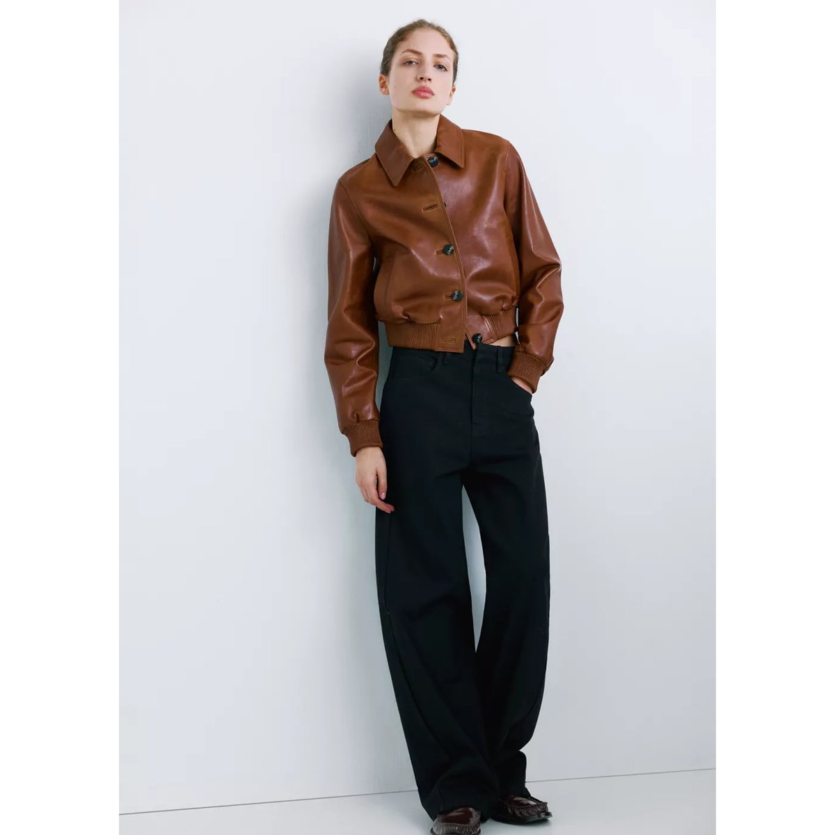 Jean balloon taille normale black denim, MANGO