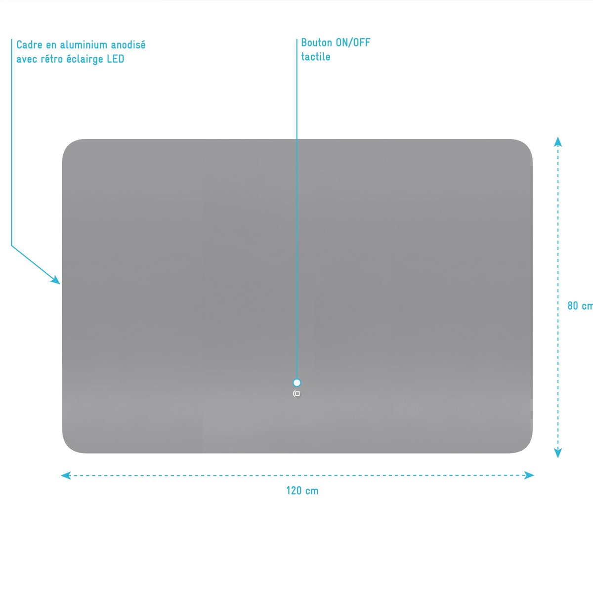 Miroir Led Silver Moon gris clair, HOME MAISON