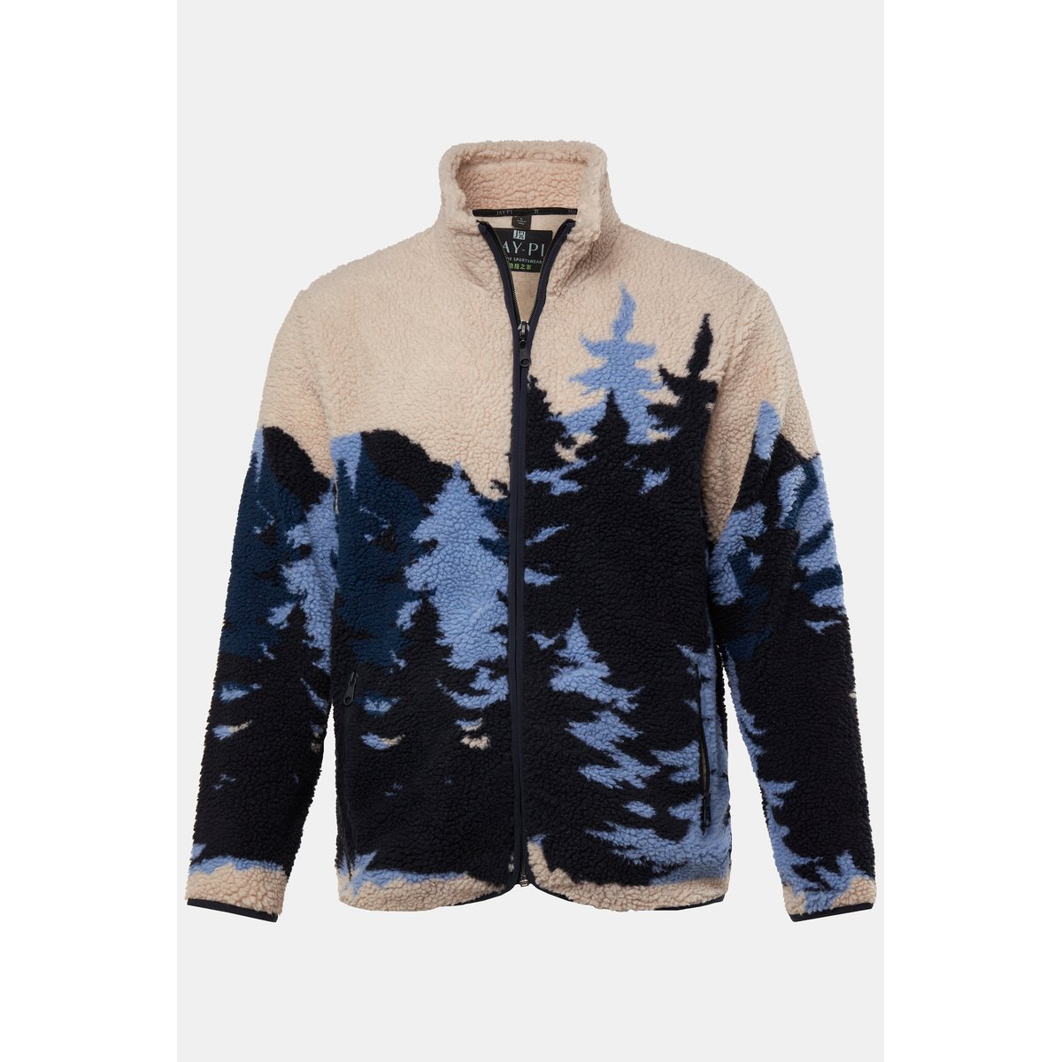 Veste en polaire. Jacquard et col montant. bleu marine, JP1880