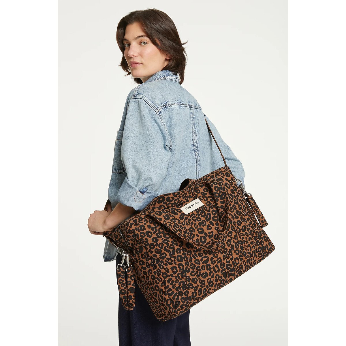 Tas DARCY - THE NON DIAPER BAG Recycled Cotton kastanje luipaard, RIVEDROITE