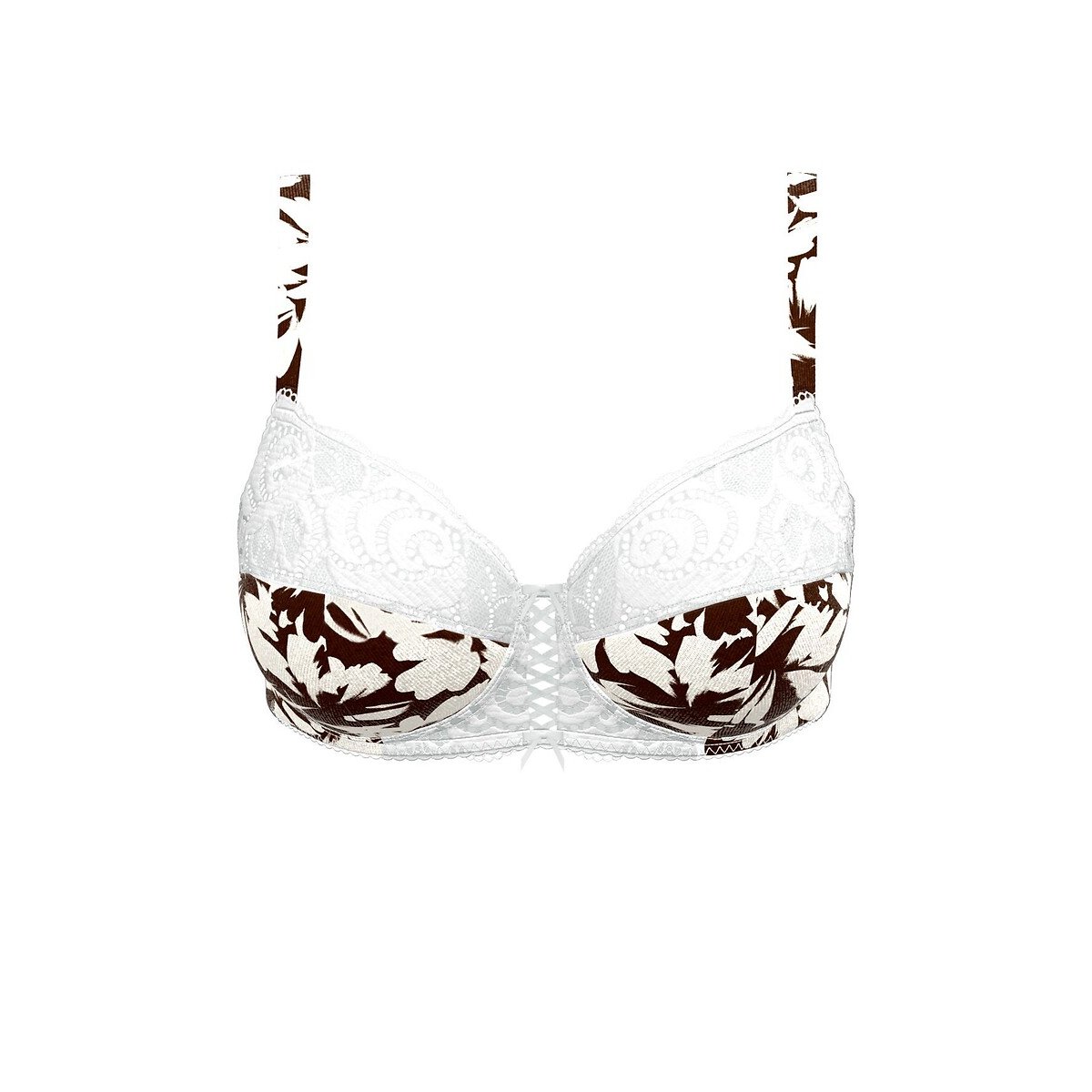 Soutien-gorge classique à armatures AMELIE PRINT marron imprimé floral, SANS COMPLEXE