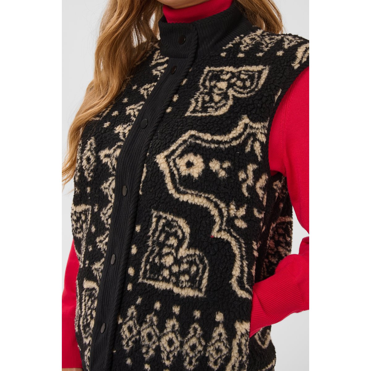 Manteau noir meteorite w. graphic print, KAFFE