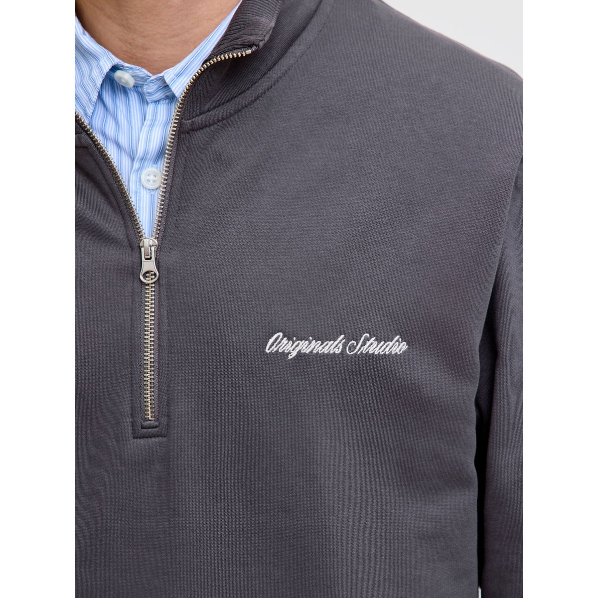 Sweat À Mi-Fermeture Éclair asphalt, JACK & JONES