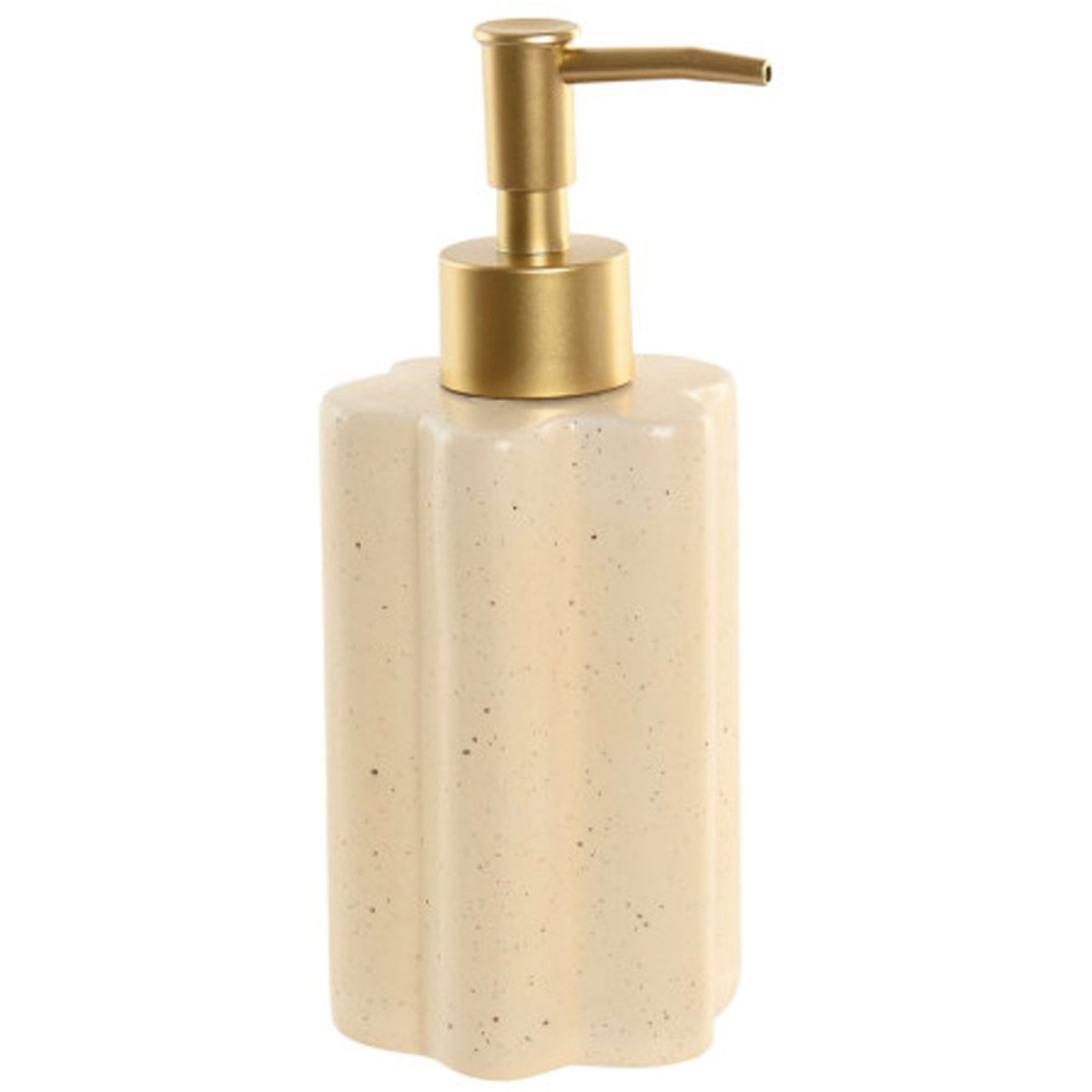 Distributeur de savon en résine beige et doré 7.5x7.5x18cm beige, WADIGA