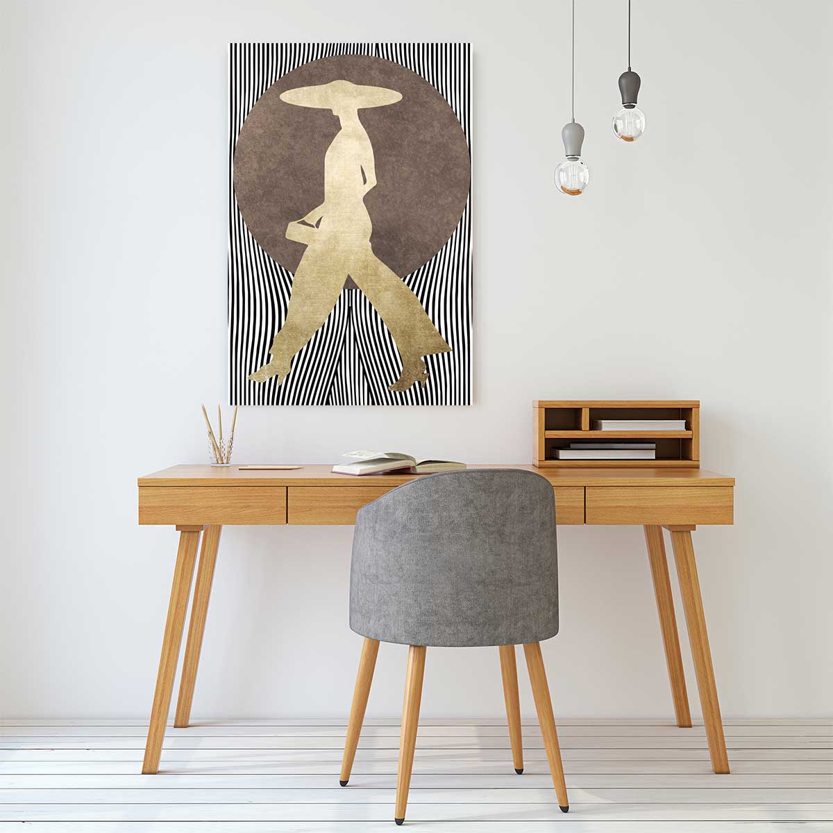 Tableau silhouette femme à chapeau tableau alu dibond, HEXOA