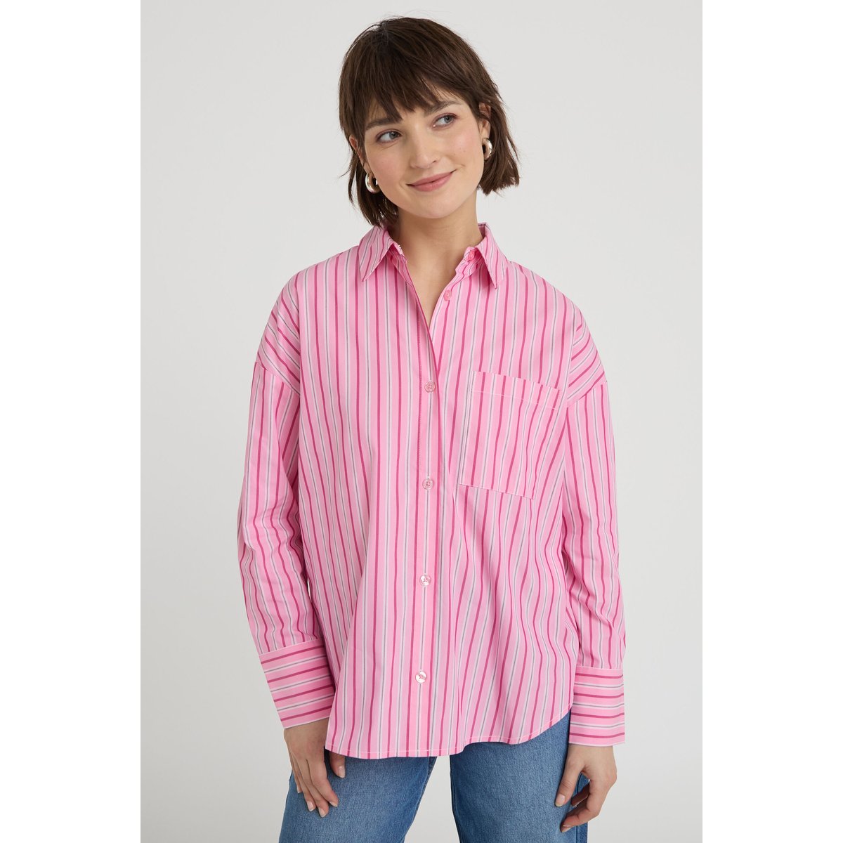 Chemise oversize col classique rose vif, CACHE CACHE