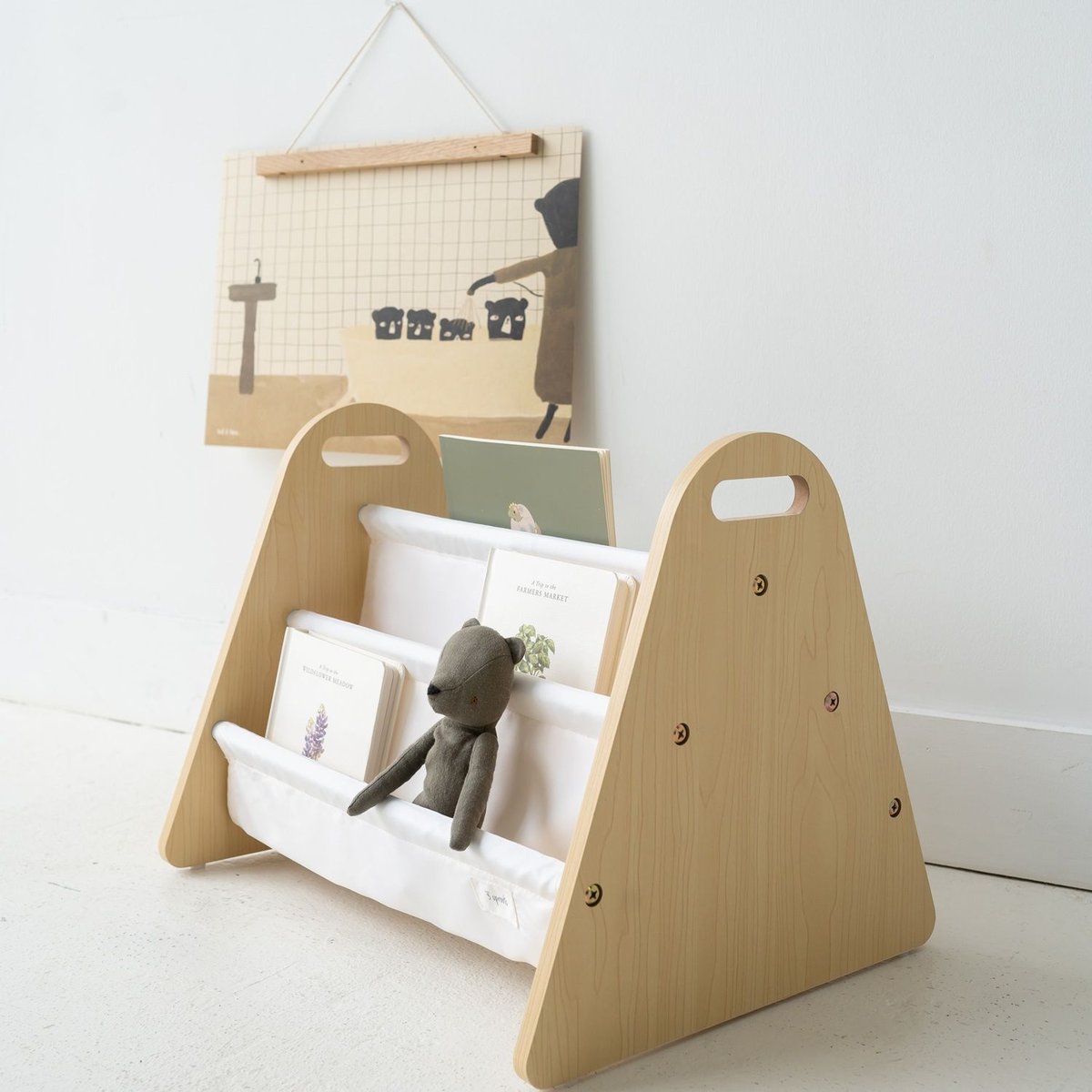 Bibliothèque double face ecru, marron, 3 SPROUTS