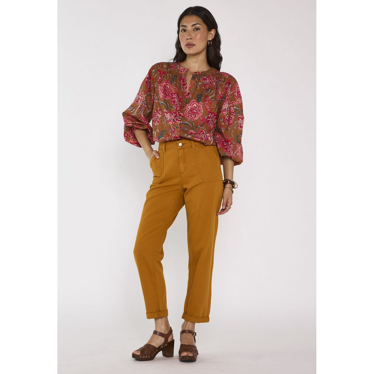 Pantalon NALLA en coton ocre, Maison 123