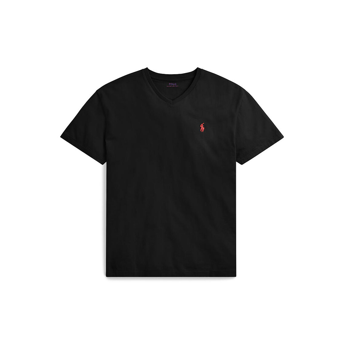 Jersey Cotton T-Shirt with V-Neck black, POLO RALPH LAUREN