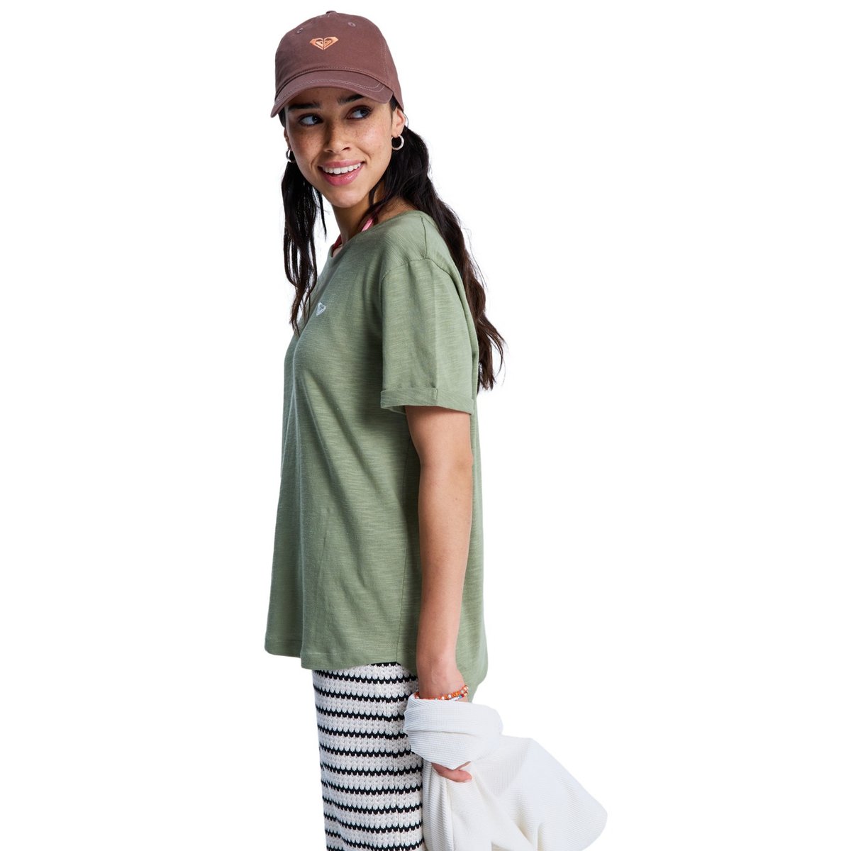 T-Shirt, manches courtes, col rond, . vert oil green, ROXY