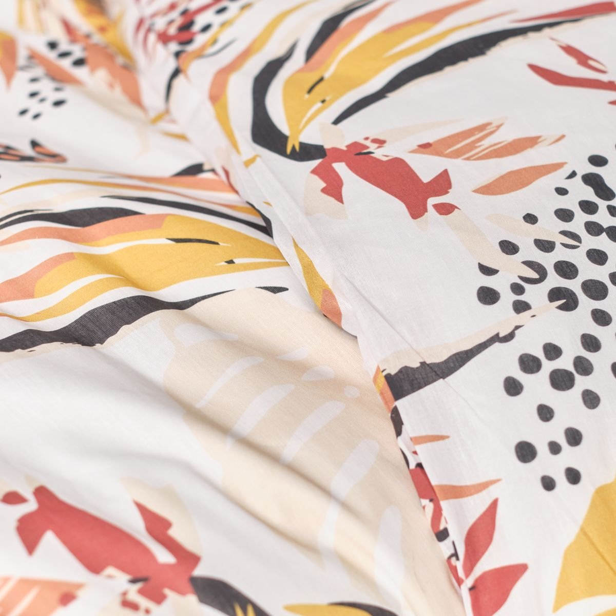 Parure de lit imprimé Jungle coton SUNSHINE ODILE jaune, TODAY