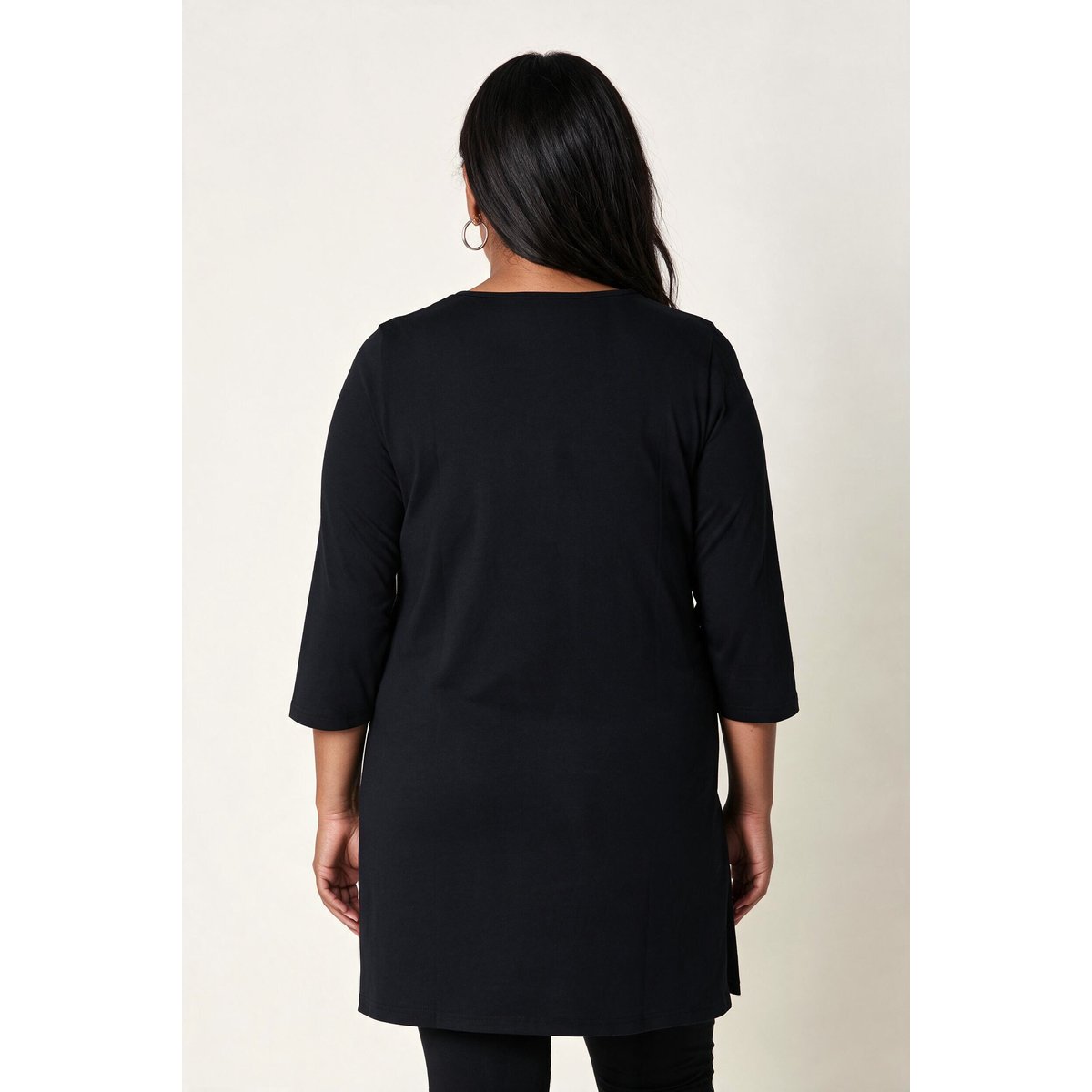 T-shirt long coupe évasée noir, ULLA POPKEN