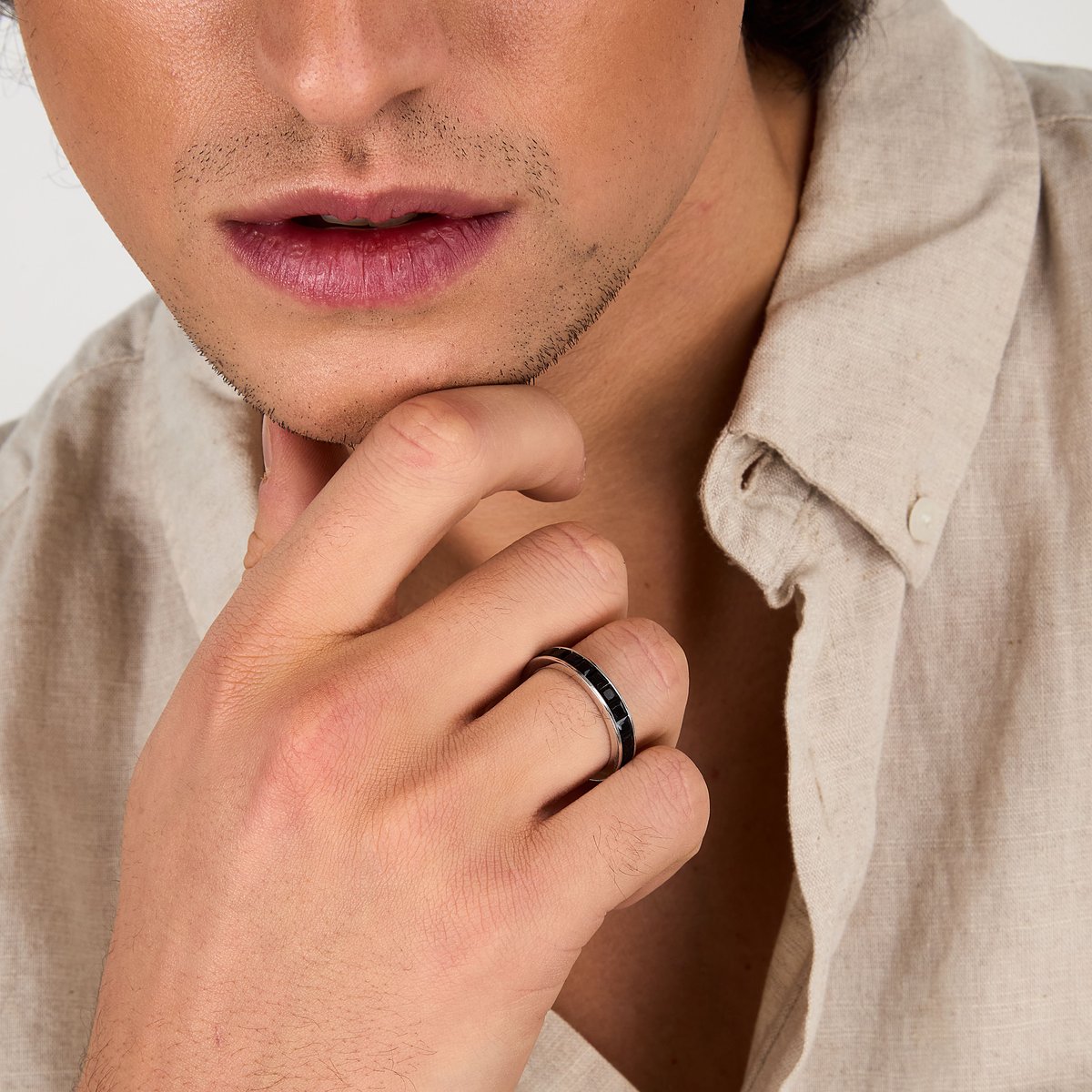 Bague TENNIS argent, noir, MORELLATO