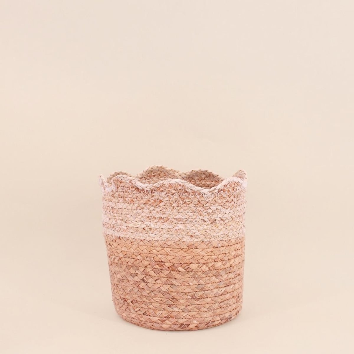 Lot de 2 paniers à corolle en jacinthe et maïs naturel, ORNAMI