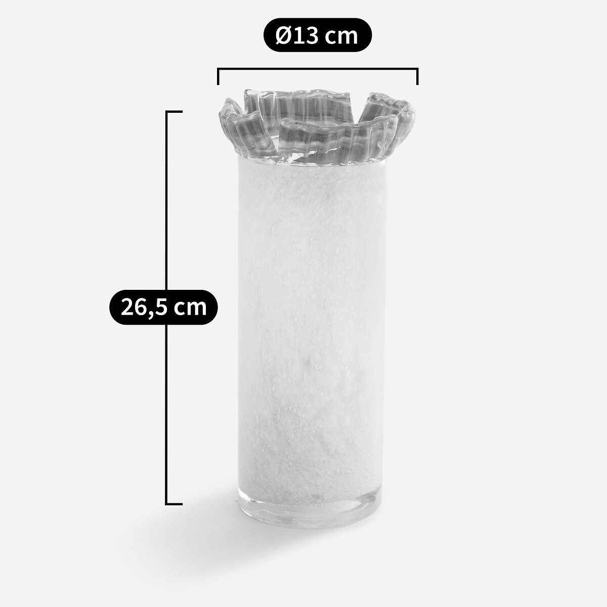 Vase en verre coupé au ciseau H26,5 cm, Eloria rose, AM.PM