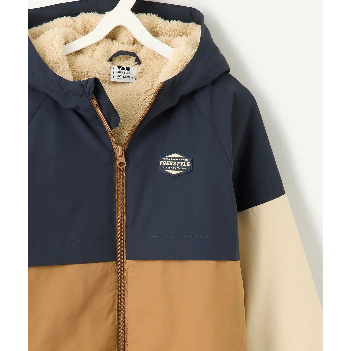 Fleece-Lined Jacket navy/brown, TAPE A L'OEIL
