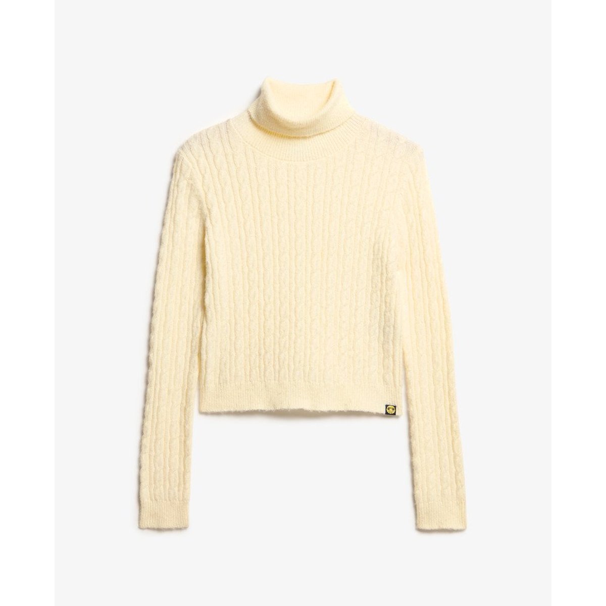 Pull torsadé à col cheminée écru insulaire, SUPERDRY