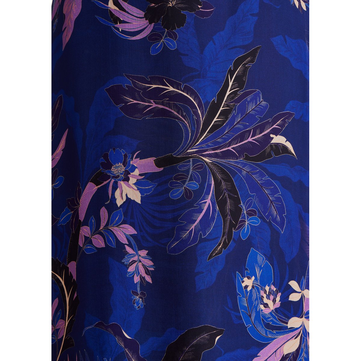 Robe longue en voile viscose/soie à imprimé bleu stone, LA FEE MARABOUTEE
