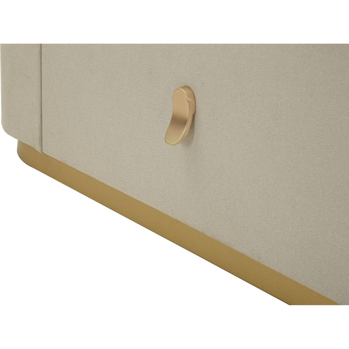 Commode 6 tiroirs en pin socle en métal GLAM crème et doré, RECOLLECTION