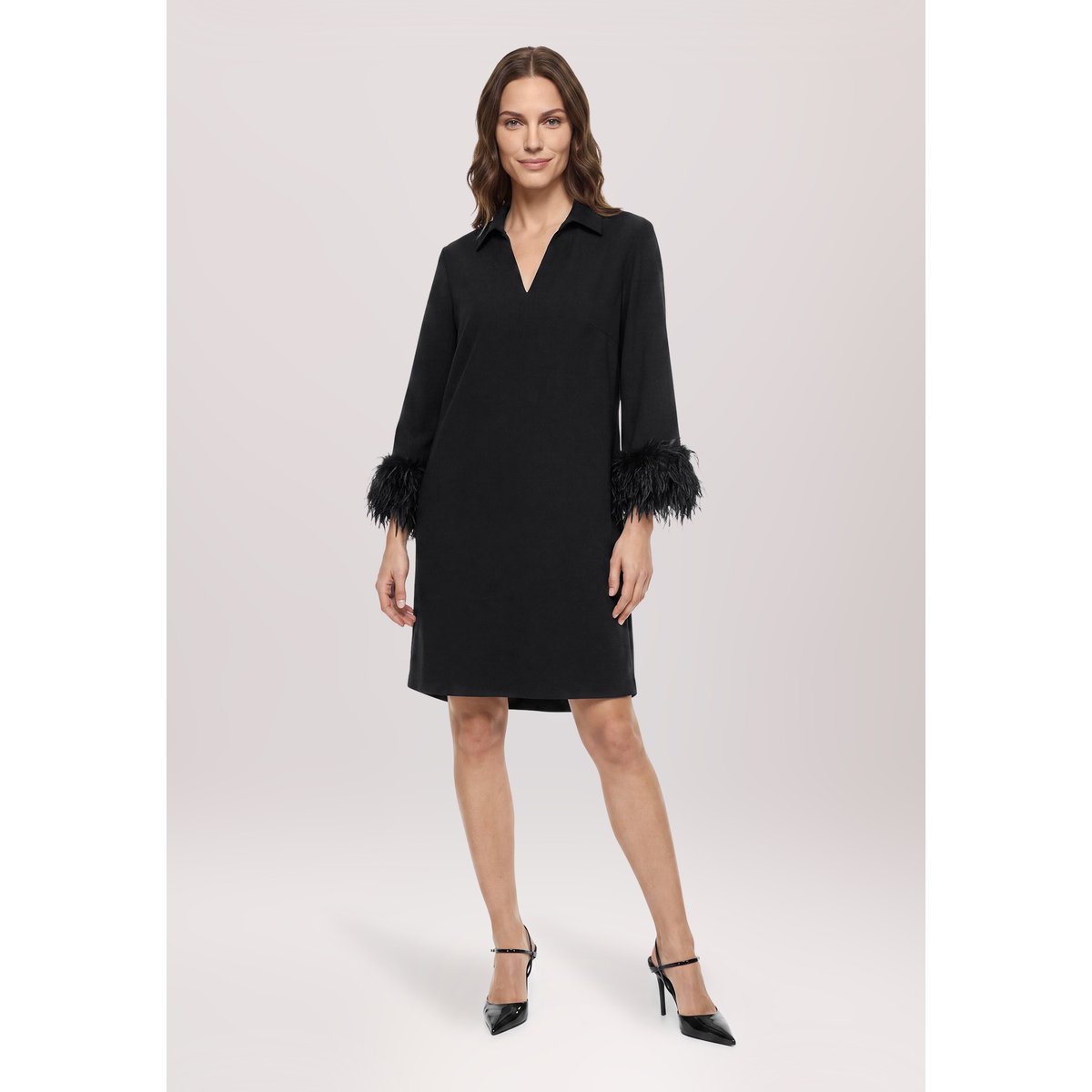 Robe-chemisier à patte de boutonnage noir, BETTY BARCLAY