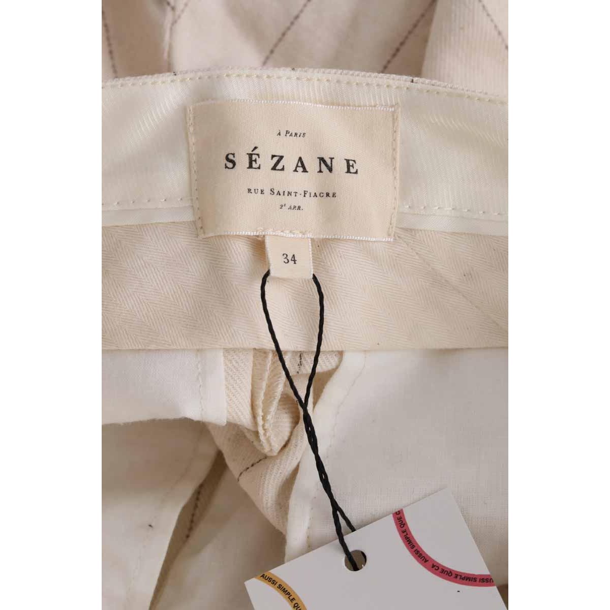 Pantalon droit - Très Bon État ecru, SEZANE