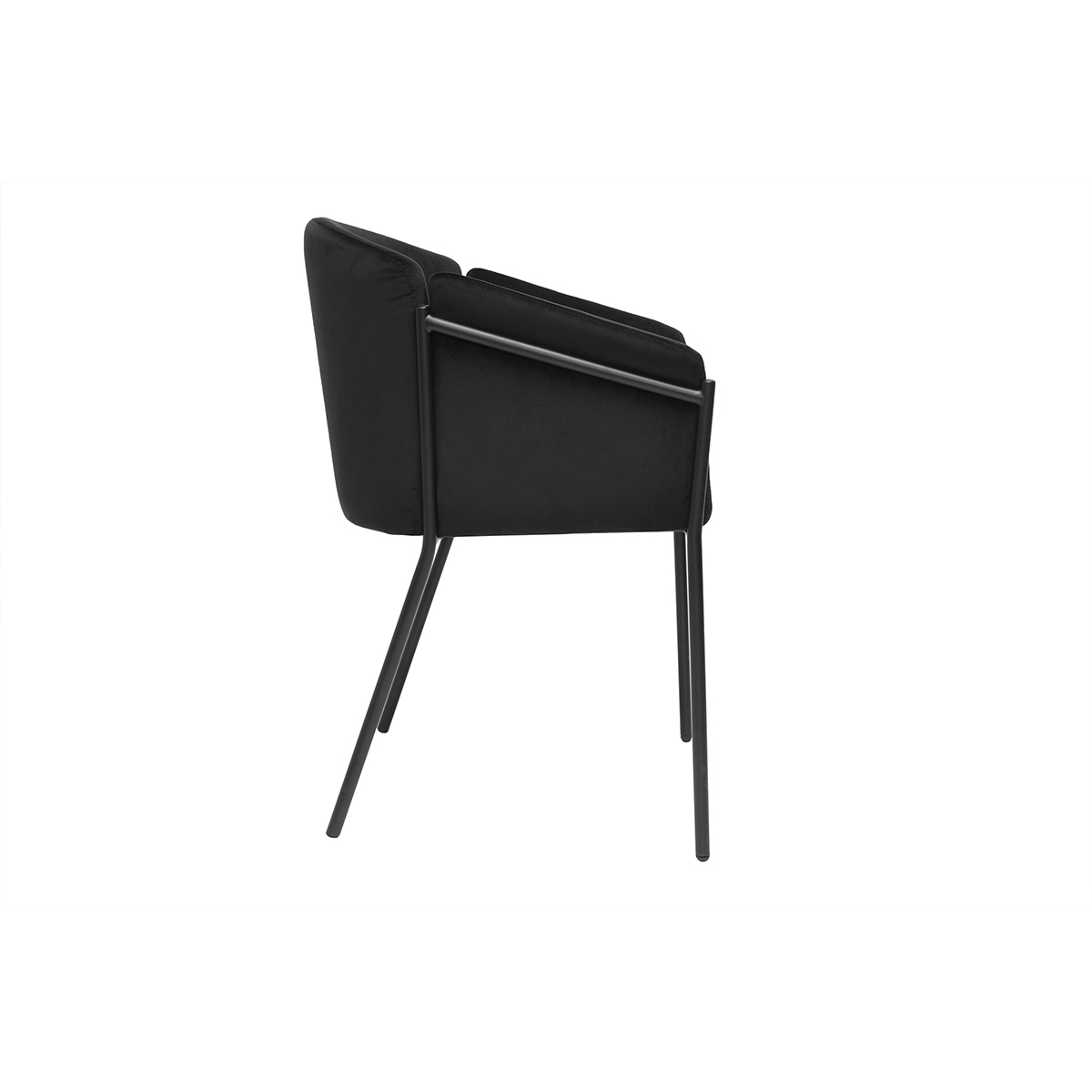 Chaise design en tissu velours rouge tomette et métal noir BRIANE noir, MILIBOO
