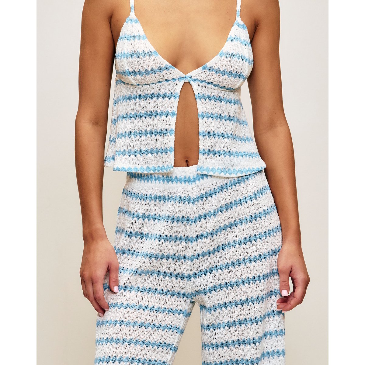 Pantalon en crochet avec motif rayé STRIPECROCHELI bleu, UNDIZ