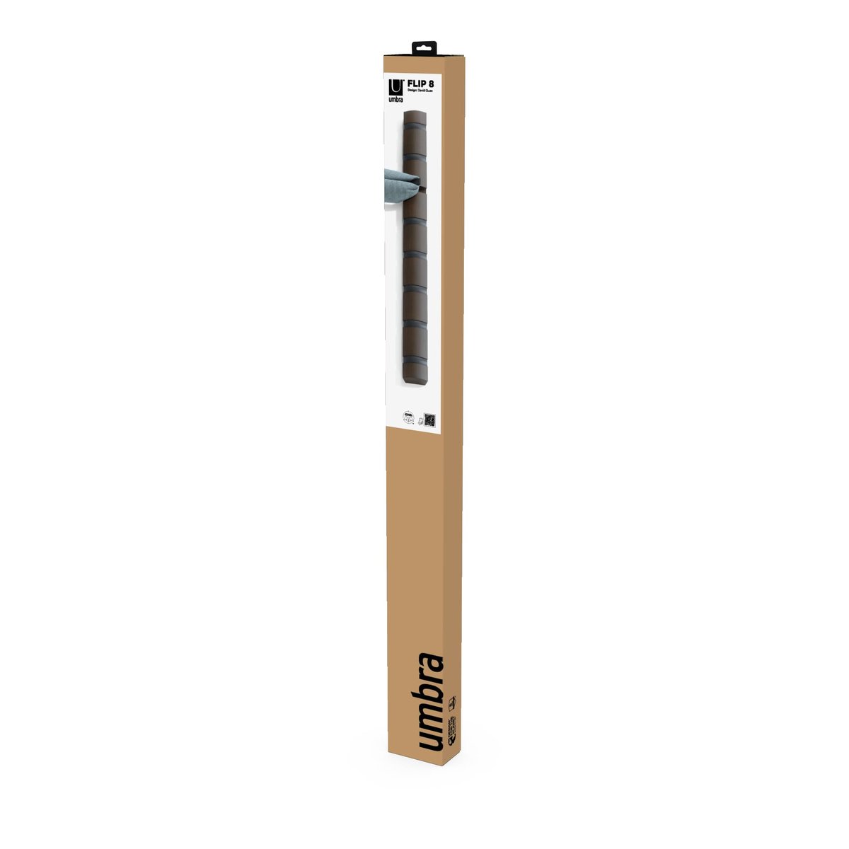 Portemanteau mural bois 8 patères FLIP bois foncé, UMBRA
