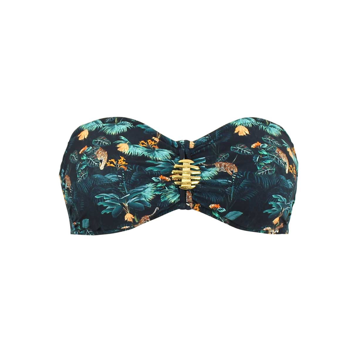 Haut de maillot bandeau à armatures CENOTE vert, JANINE ROBIN