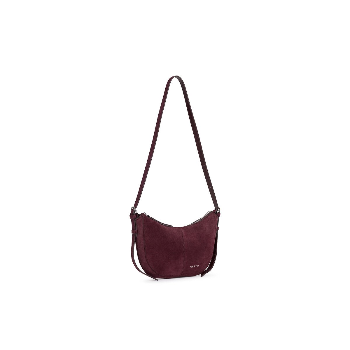 Umhängetasche MINI RODEO aus Veloursleder aubergine, NAT & NIN