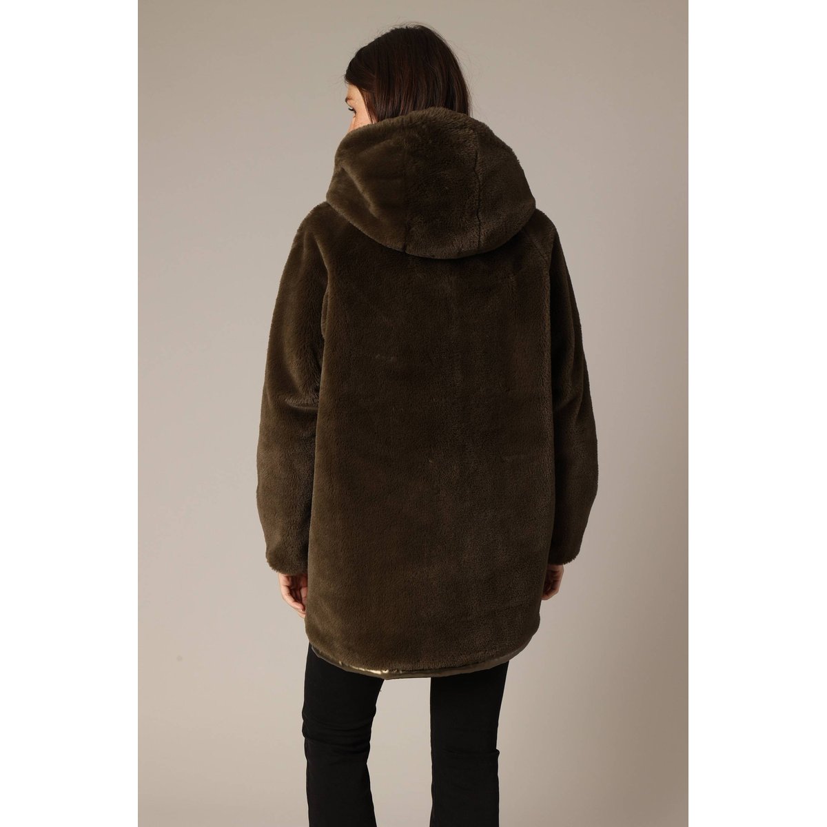 Blouson réversible à capuche, effet métallisé ou imitation fourrure
 ISSINA khaki, DEELUXE