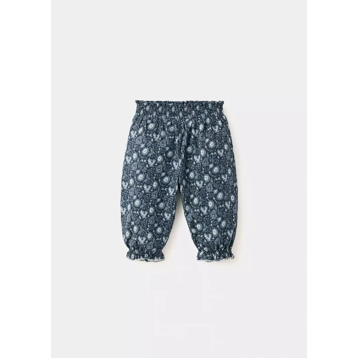 Pantalon bouffant à fleurs bleu pétrole, MANGO BABY